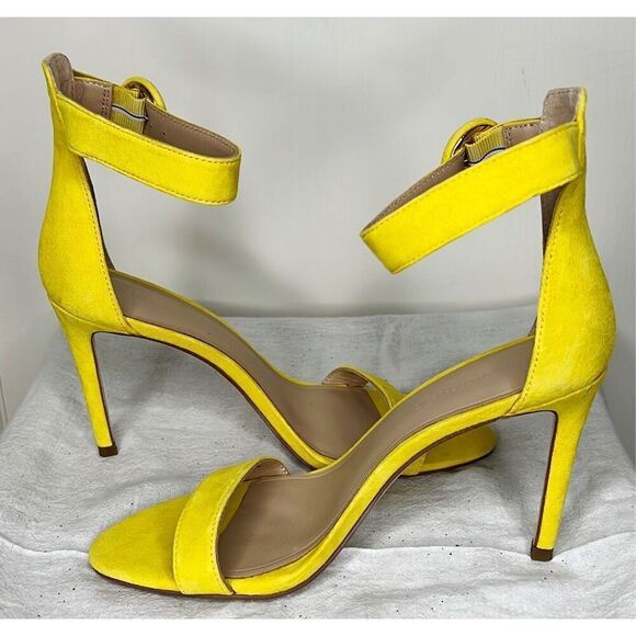Banana Republic Suede Leather Yellow Heeled Sandals 7.5 - Picture 5 of 9